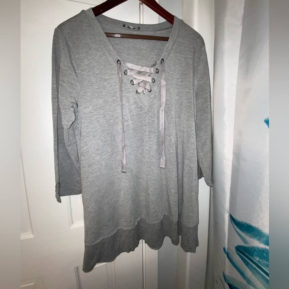 Neiman Marcus lace up sweater